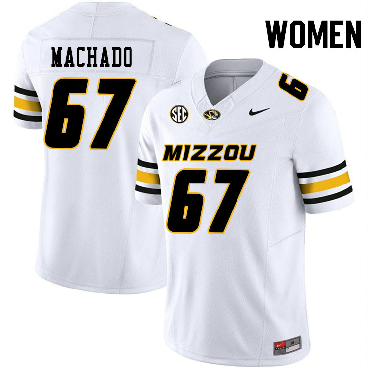 Women #67 Xavier Machado Missouri Tigers College Football Jerseys Stitched-White